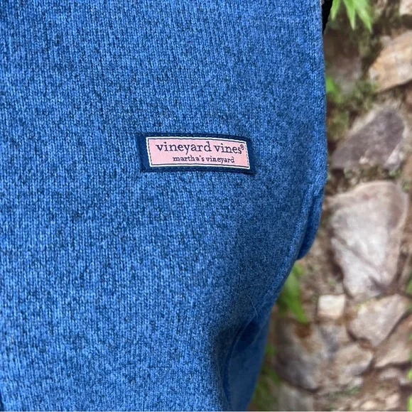 VINEYARD VINES Blue Sleeveless Zip Front Fleece Vest, S - Picture 4 of 12